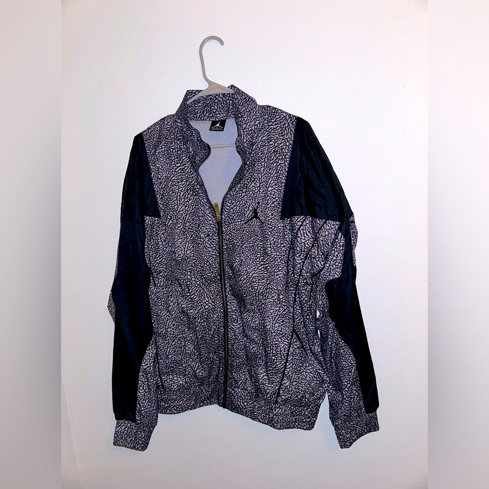 Jordan 3LAB5 Elephant Print Windbreaker Jacket Mens XL Cement Full Zip Lined